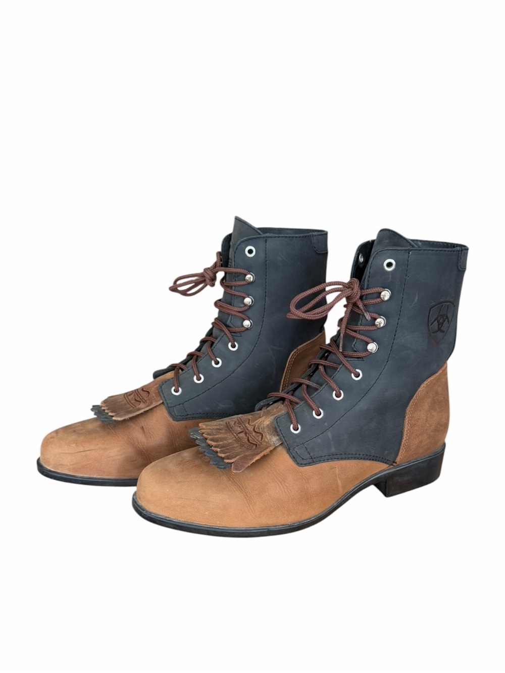 Ariat Heritage Lacer Two Tone Leather Boots Lace Up Size 8.5 - Picture 6 of 8